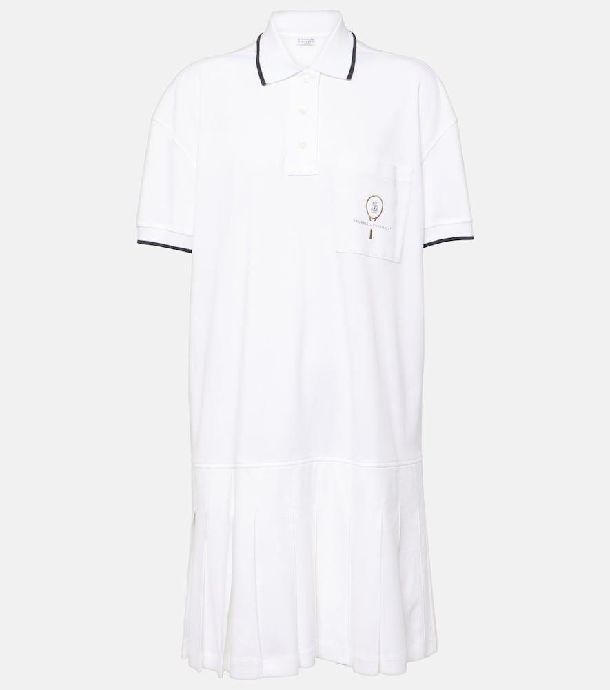 brunello cucinelli pleated cotton polo dress