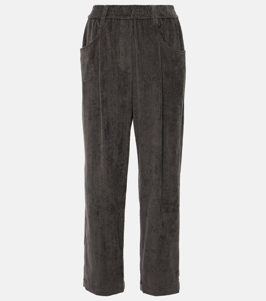 brunello cucinelli pleated cotton straight pants