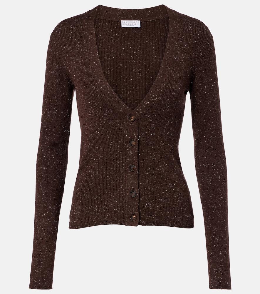 brunello cucinelli ribbed-knit cashmere-blend cardigan