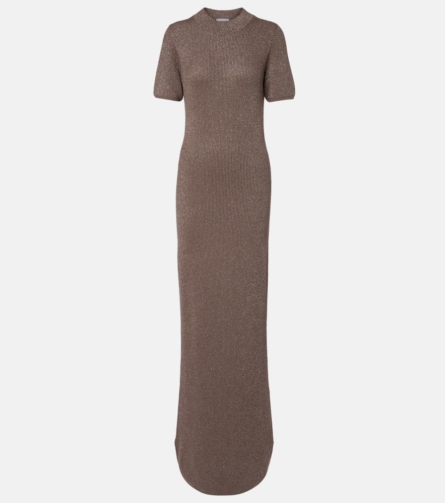 brunello cucinelli ribbed-knit cashmere-blend maxi dress
