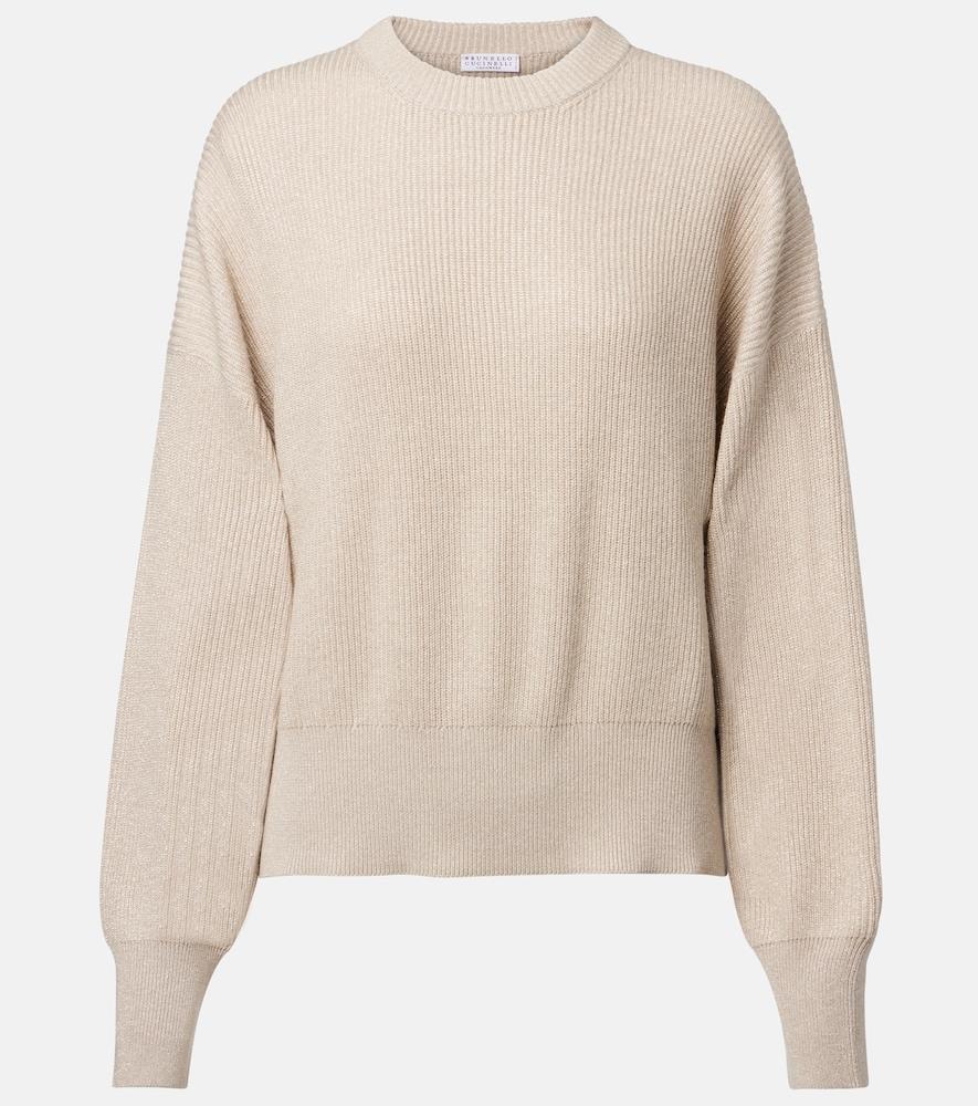 brunello cucinelli ribbed-knit cashmere-blend sweater