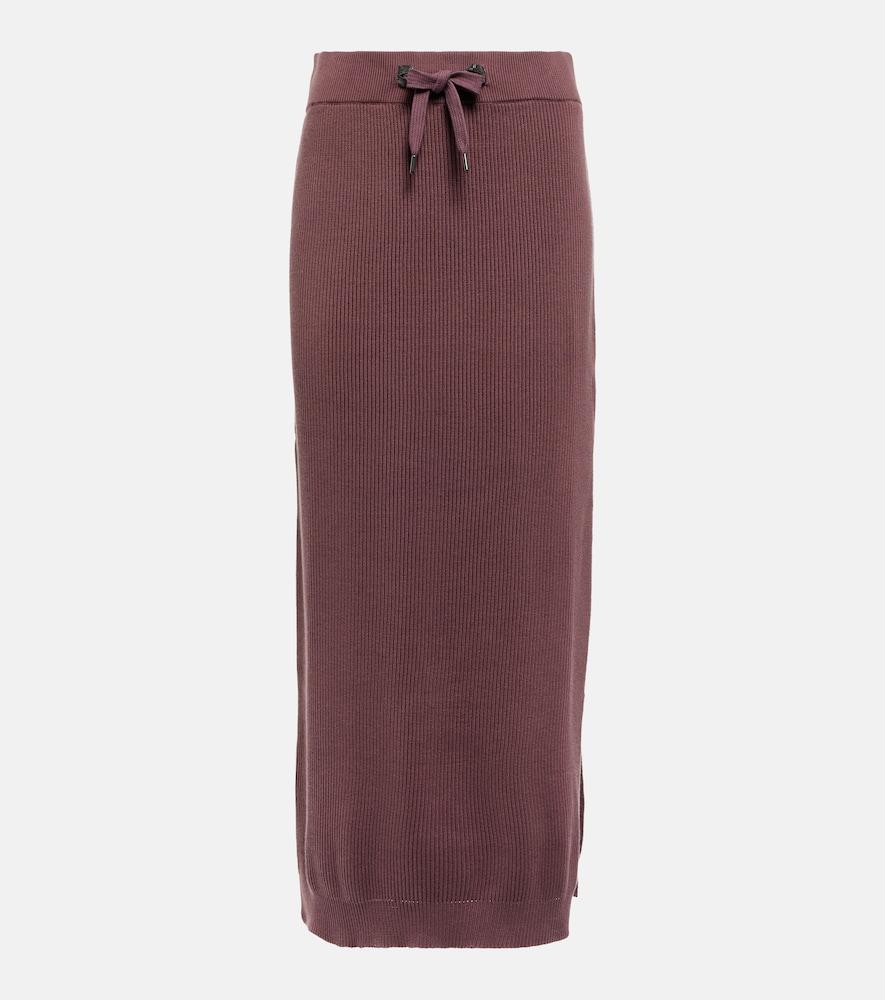 brunello cucinelli ribbed-knit cotton midi skirt