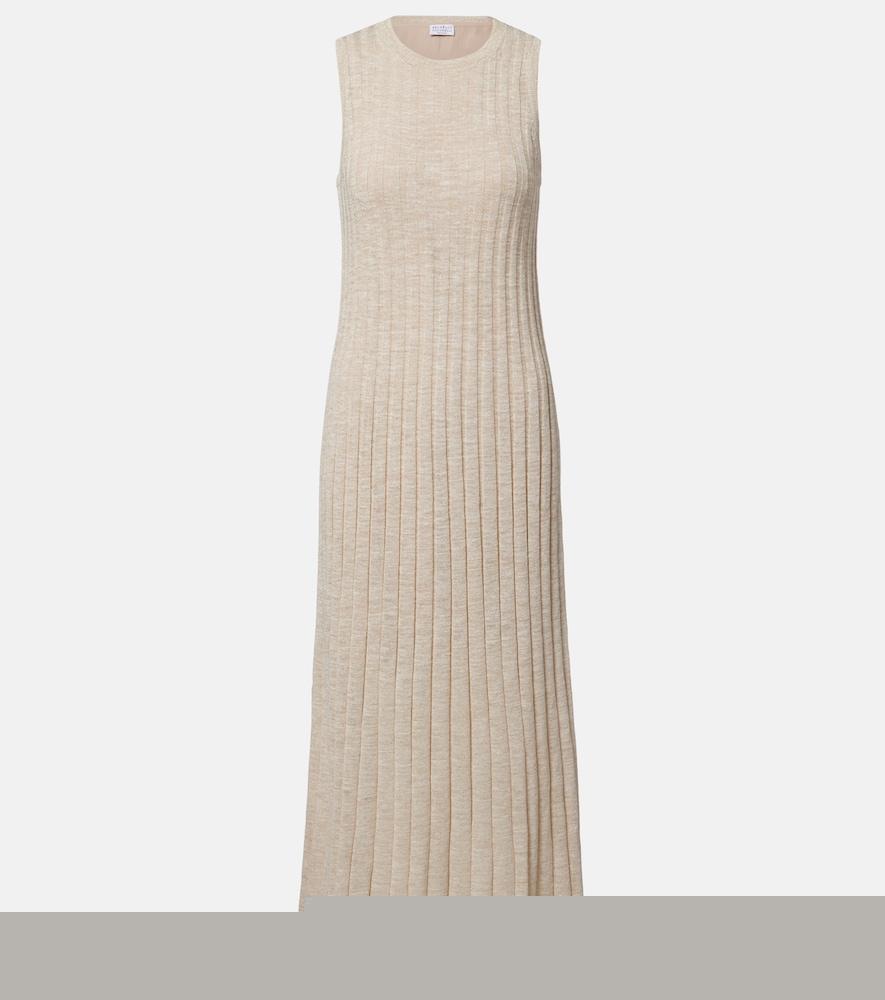 brunello cucinelli ribbed-knit midi dress