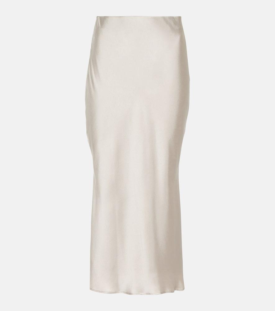 brunello cucinelli satin midi skirt