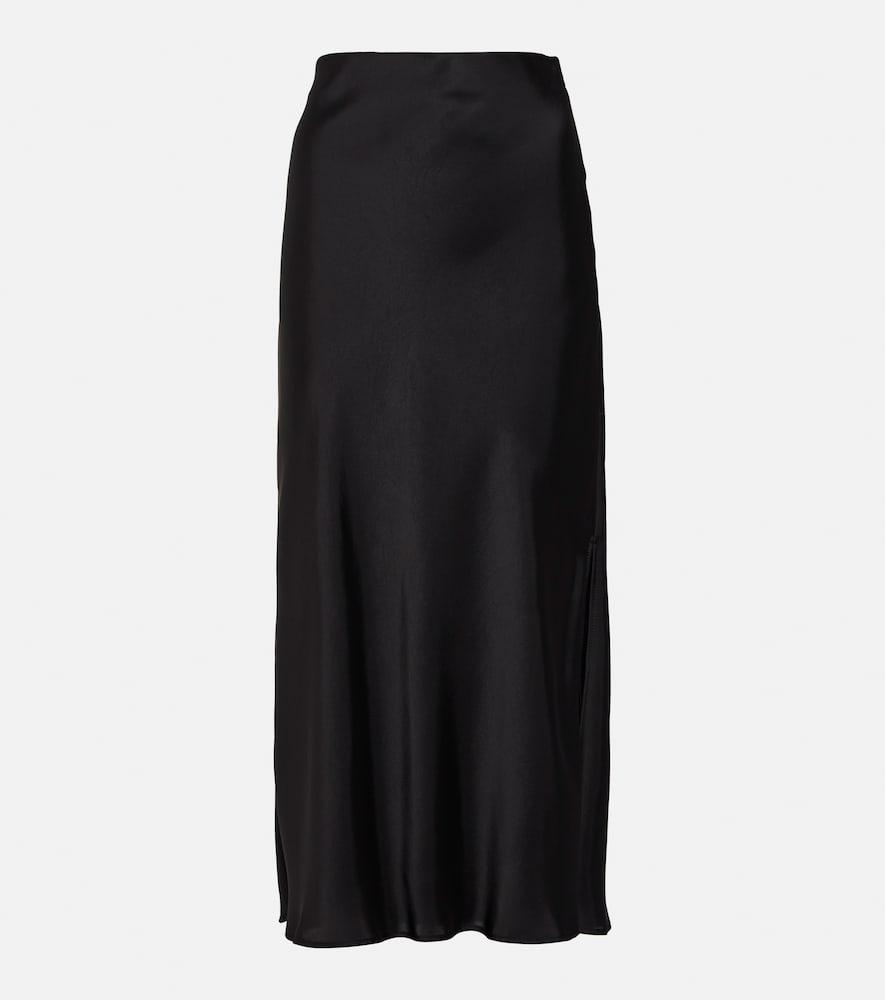brunello cucinelli satin midi skirt