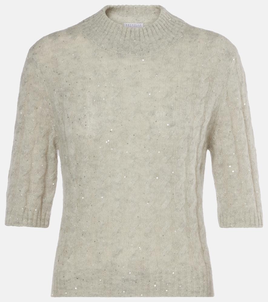 brunello cucinelli sequined cable-knit sweater