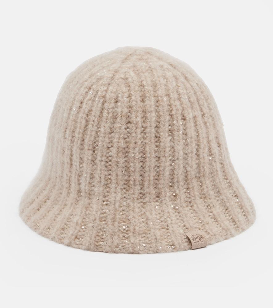 brunello cucinelli sequined cashmere-blend bucket hat