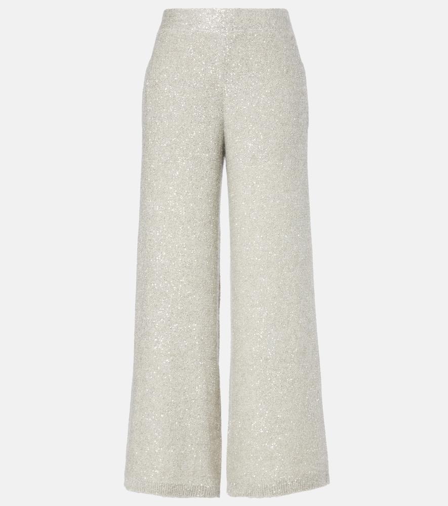 brunello cucinelli sequined wide-leg pants