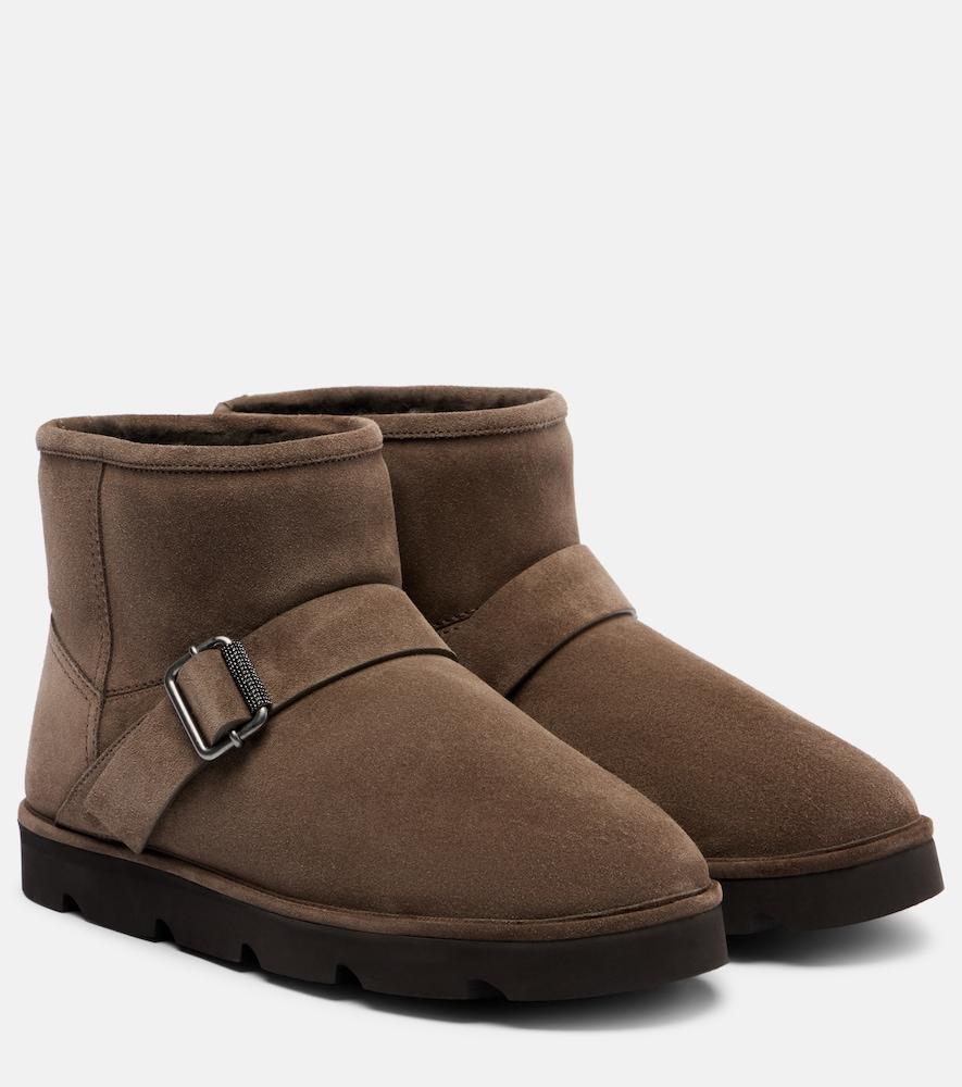 brunello cucinelli shearling-lined suede ankle boots