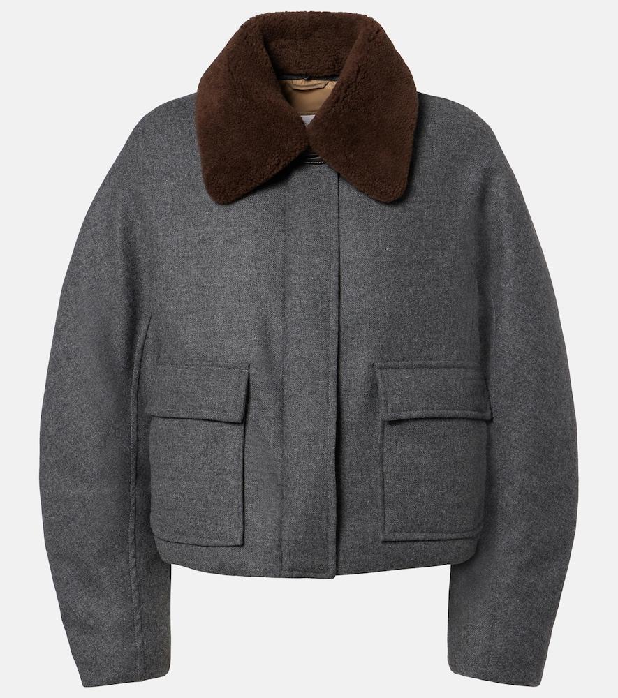 brunello cucinelli shearling-trimmed alpaca-blend down jacket