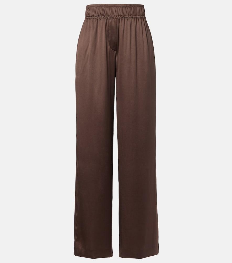 brunello cucinelli silk-blend satin wide-leg pants