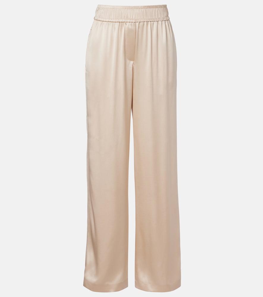 brunello cucinelli silk-blend satin wide-leg pants