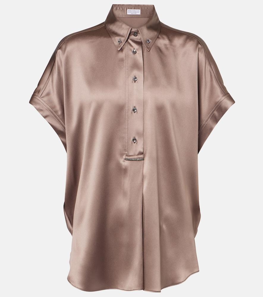 brunello cucinelli silk-blend shirt