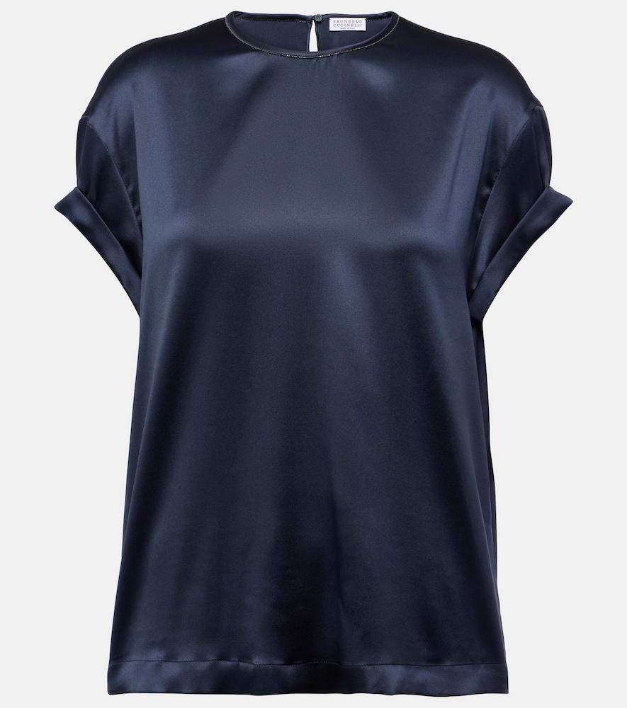 brunello cucinelli silk-blend t-shirt