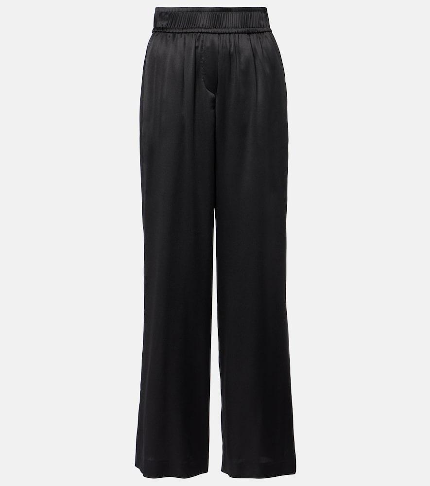 brunello cucinelli silk-blend wide-leg pants