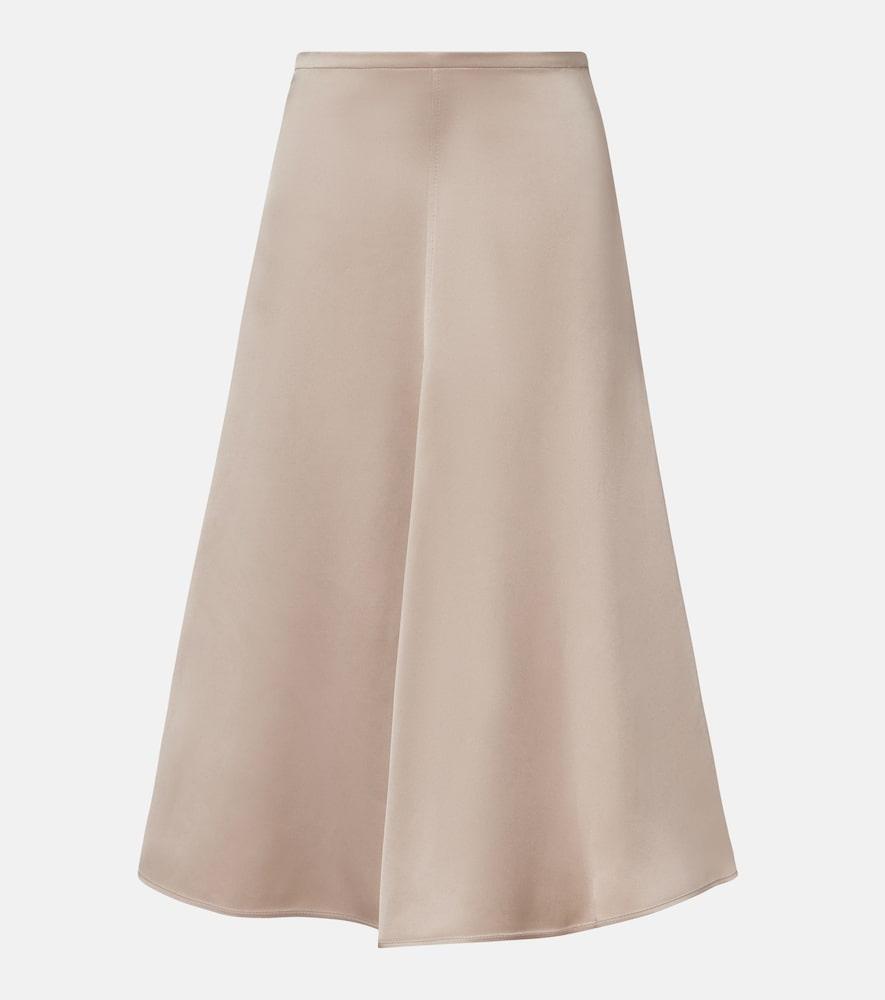 brunello cucinelli silk midi skirt
