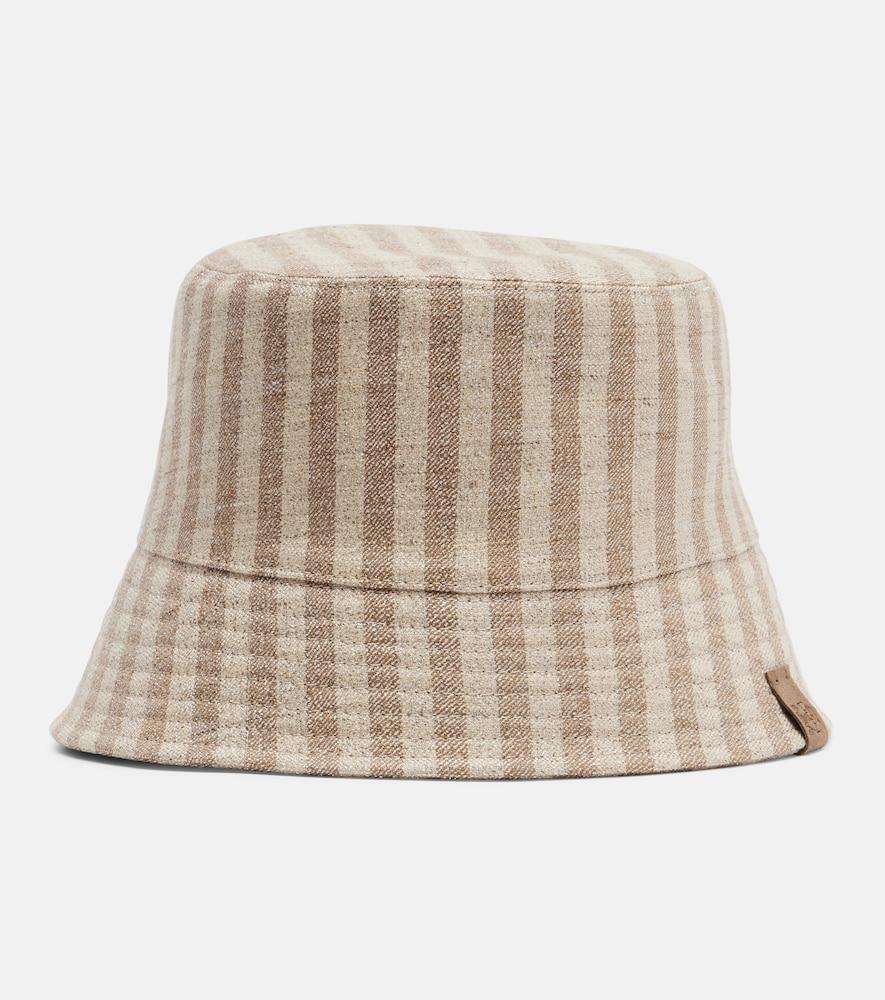 brunello cucinelli striped canvas bucket hat