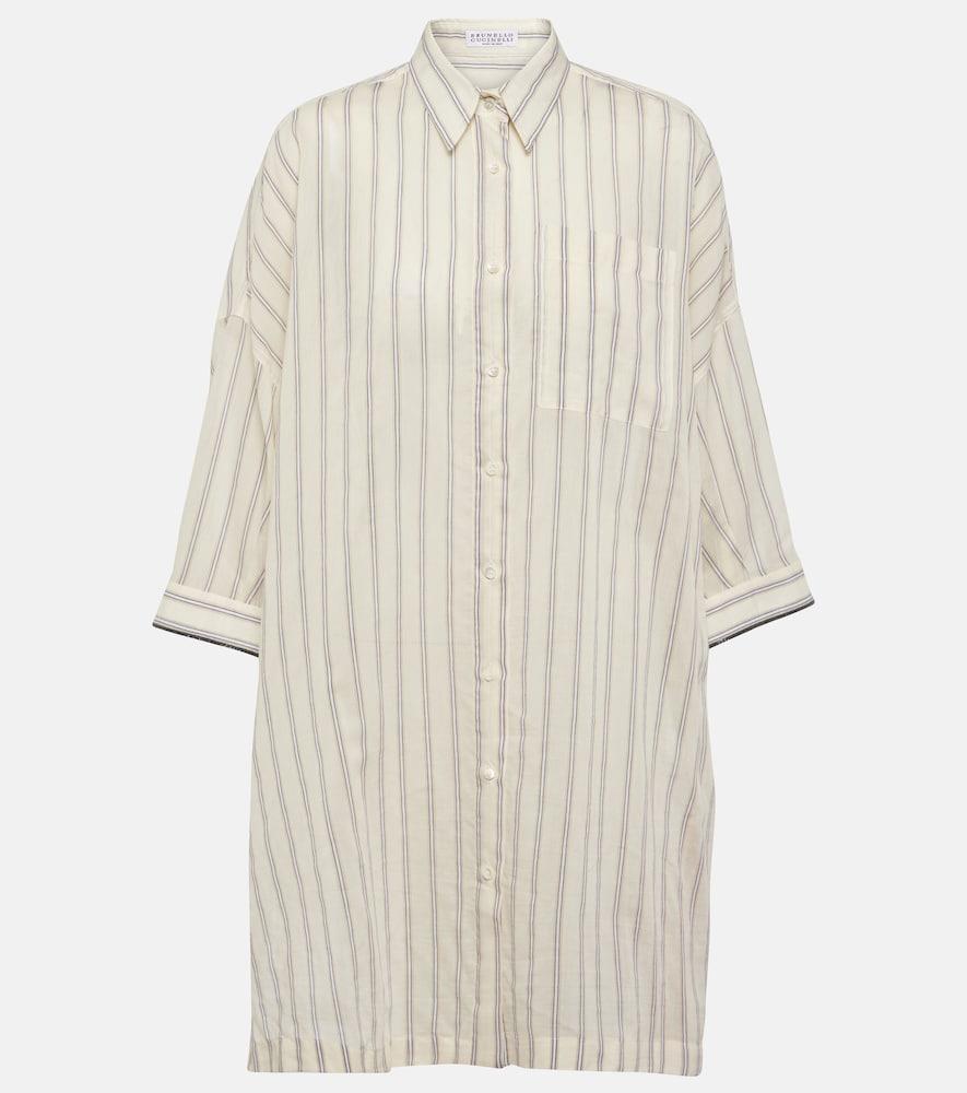 brunello cucinelli striped cotton and silk shirt
