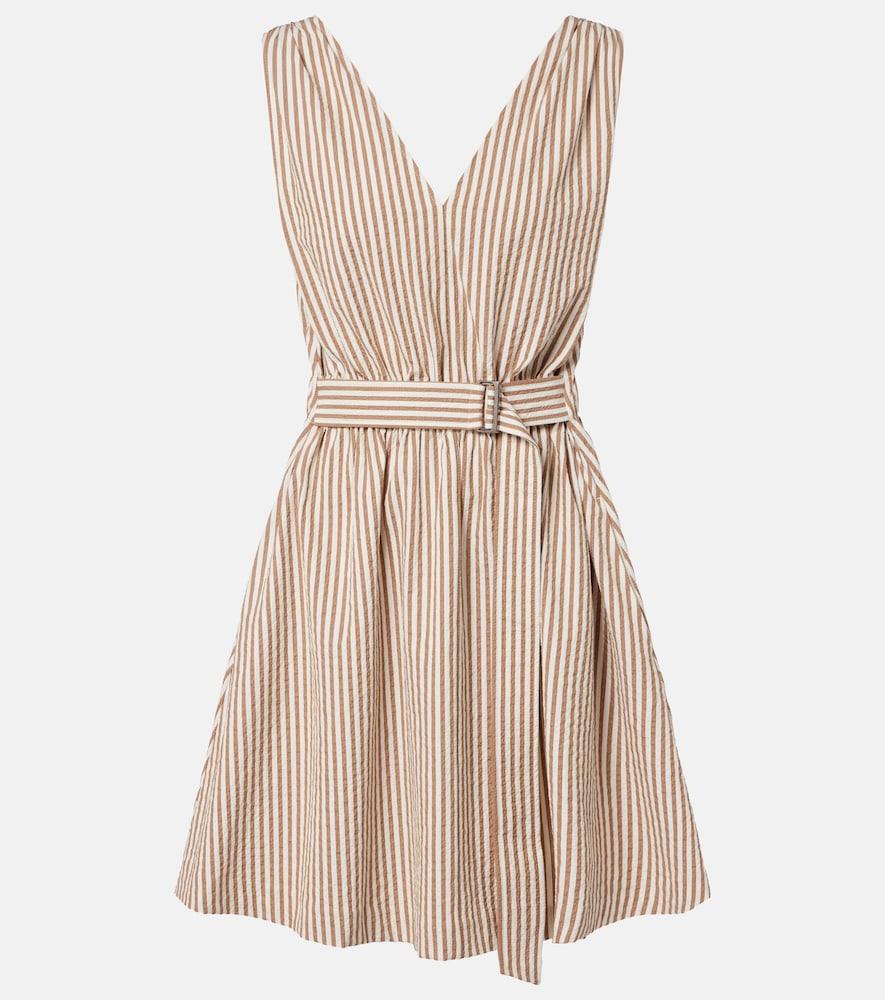 brunello cucinelli striped cotton-blend minidress