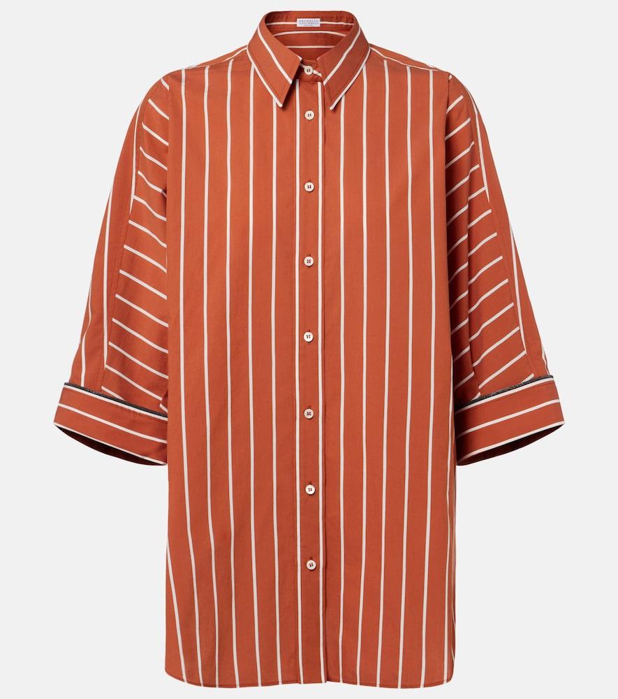 brunello cucinelli striped cotton-blend shirt