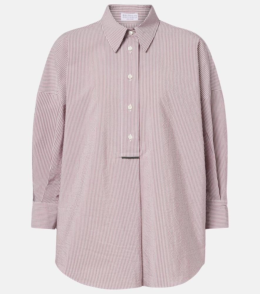 brunello cucinelli striped cotton-blend shirt