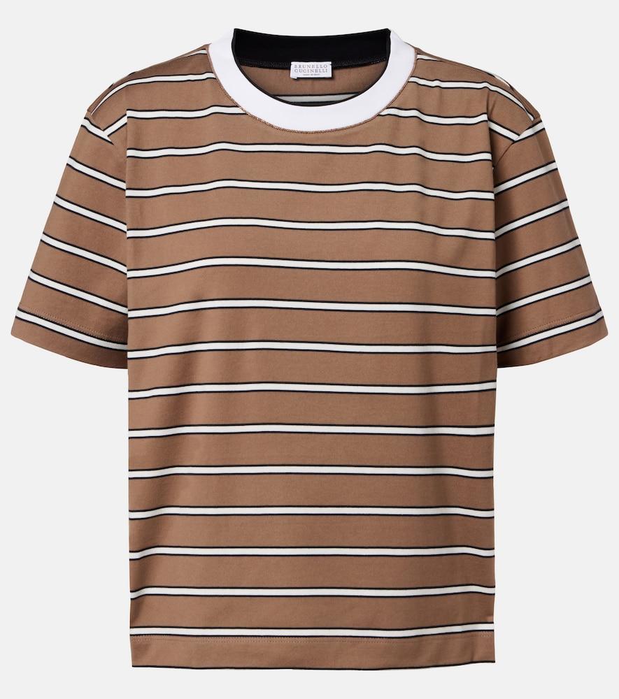 brunello cucinelli striped cotton jersey t-shirt