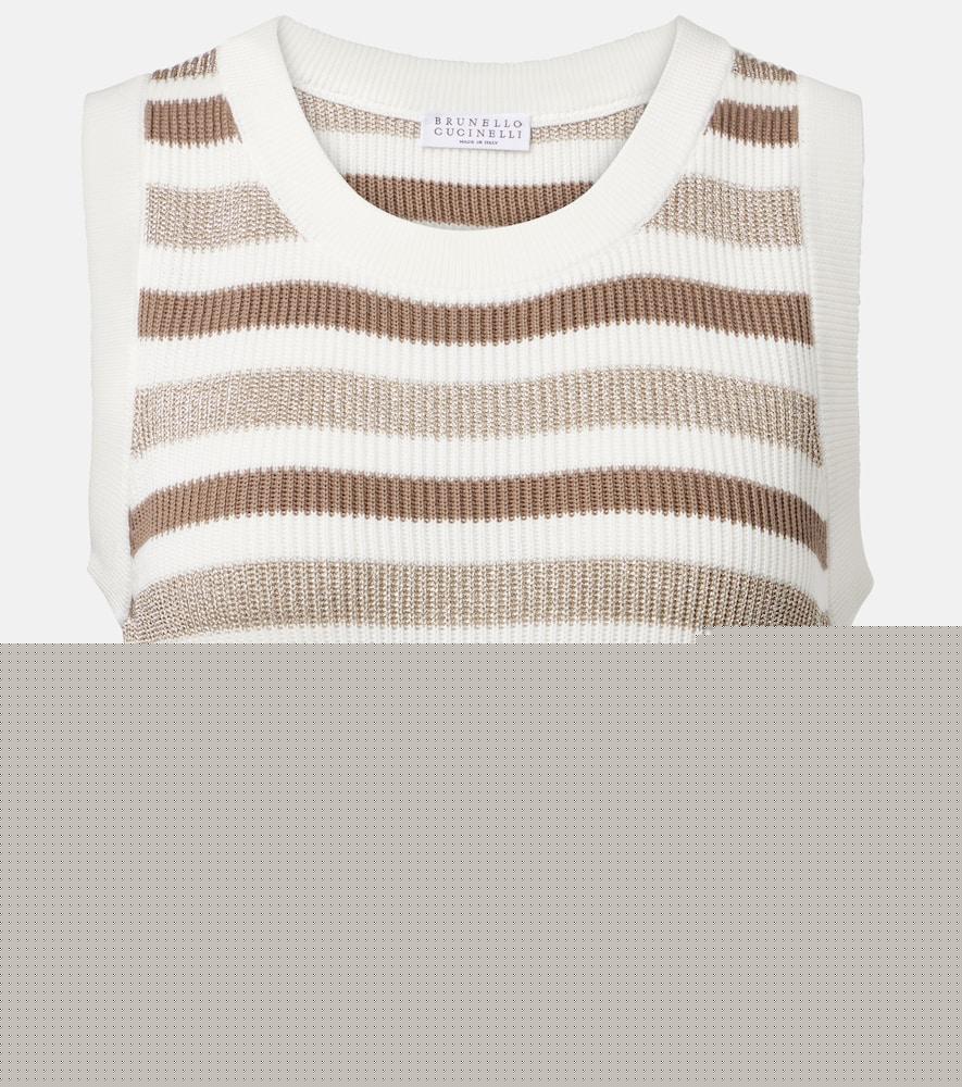 brunello cucinelli striped cotton sweater vest