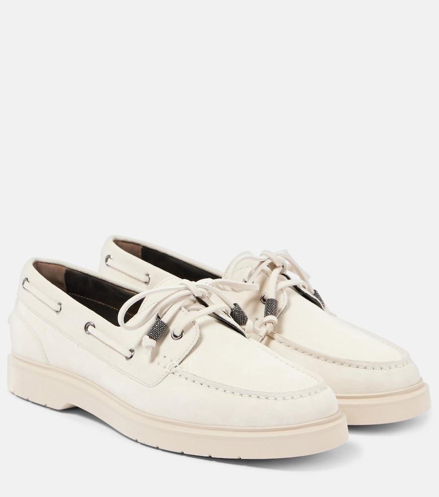 brunello cucinelli suede boat shoes
