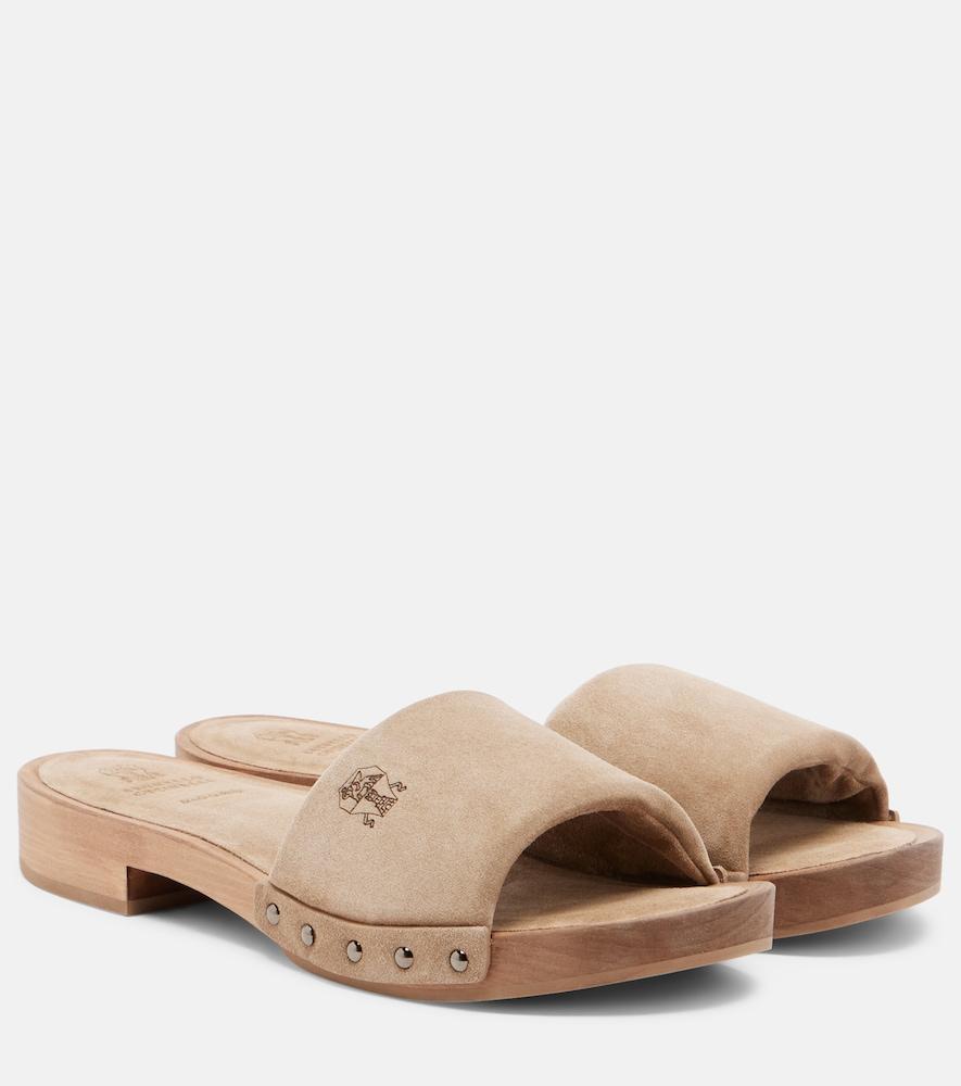 brunello cucinelli suede clogs