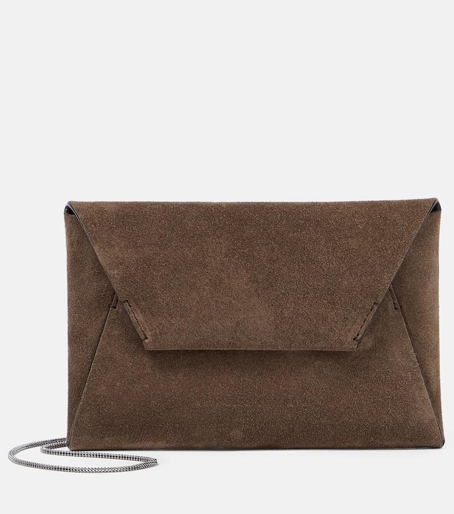 brunello cucinelli suede shoulder bag