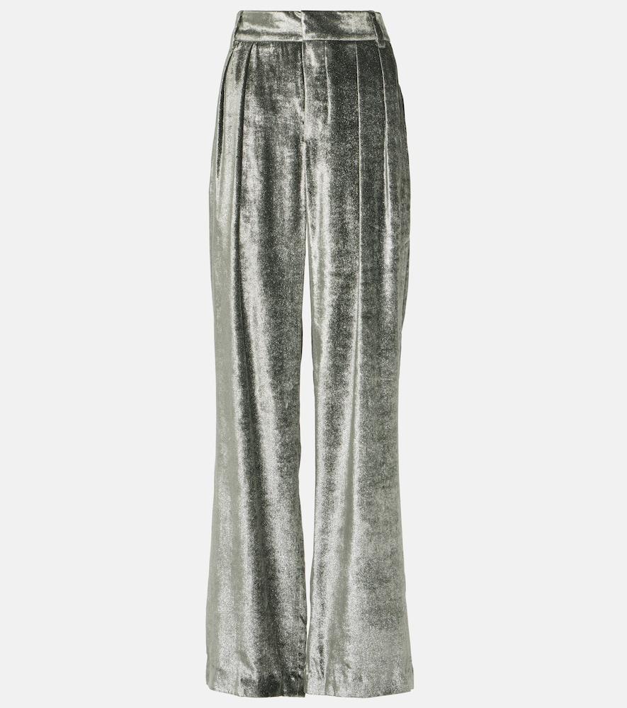 brunello cucinelli velvet wide-leg pants