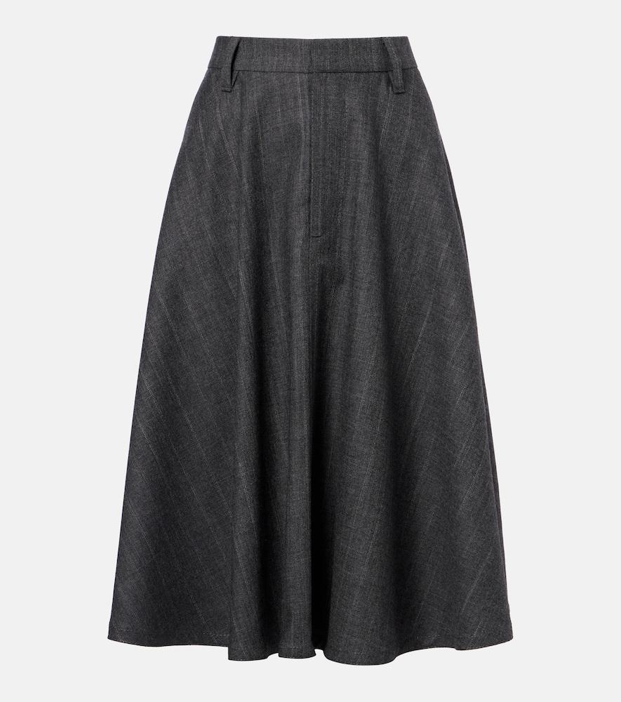 brunello cucinelli virgin wool midi skirt