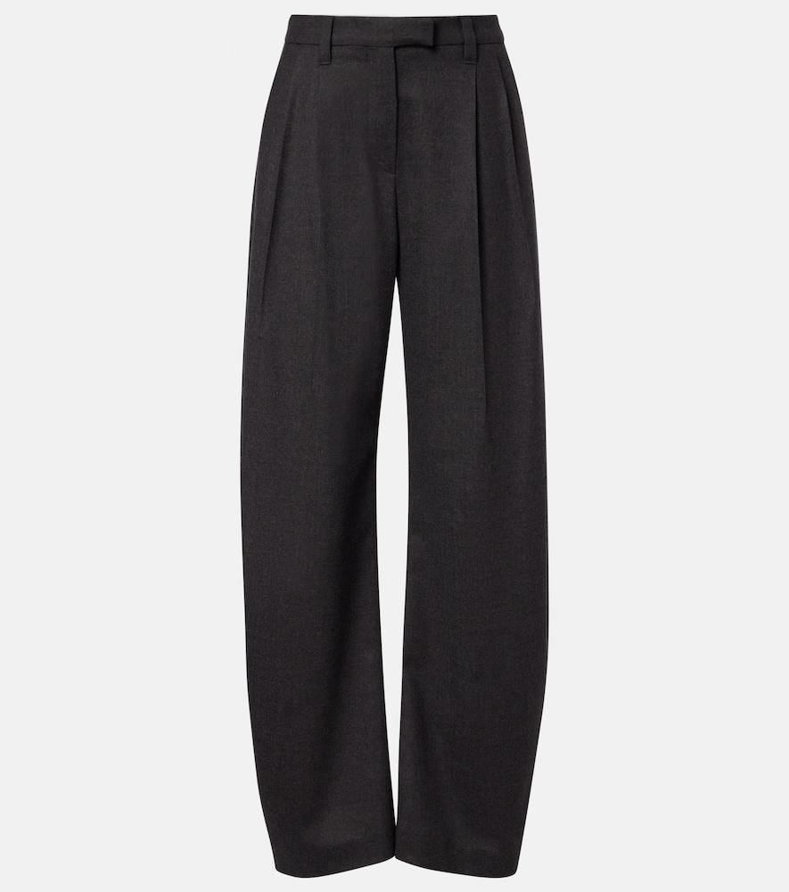 brunello cucinelli virgin wool wide-leg pants