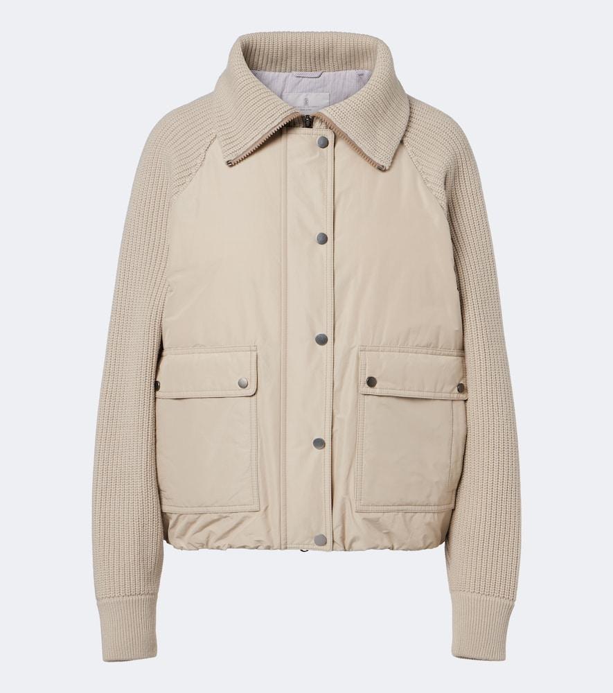 brunello cucinelli wool, cashmere, and silk down jacket
