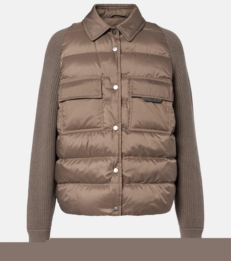 brunello cucinelli wool, cashmere, and silk down jacket