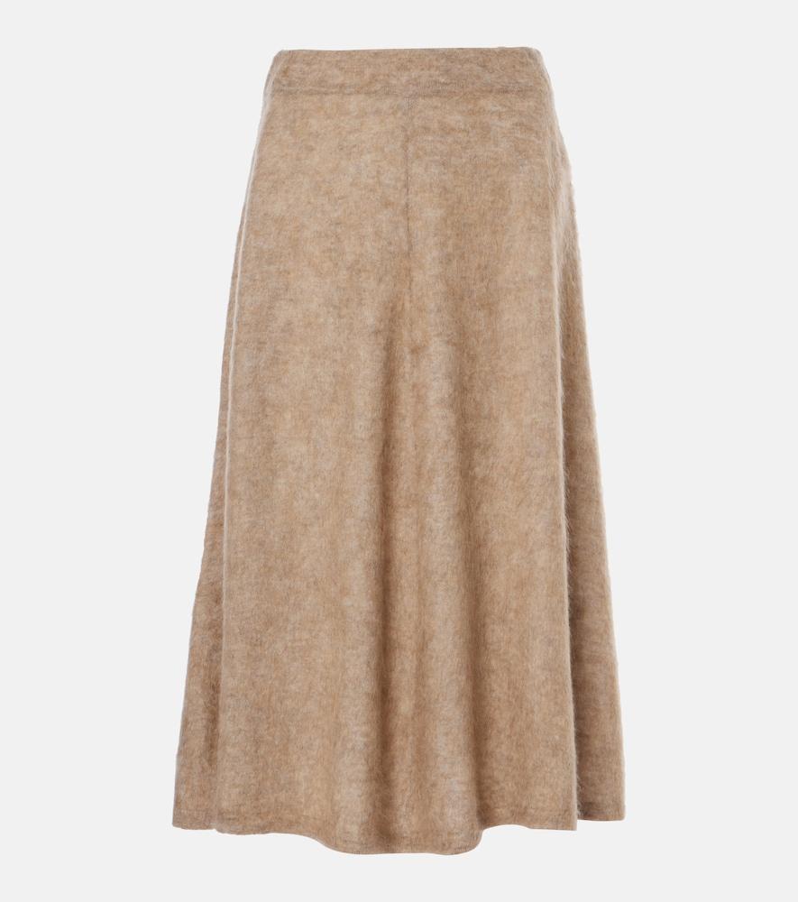 brunello cucinelli wool and cashmere-blend midi skirt