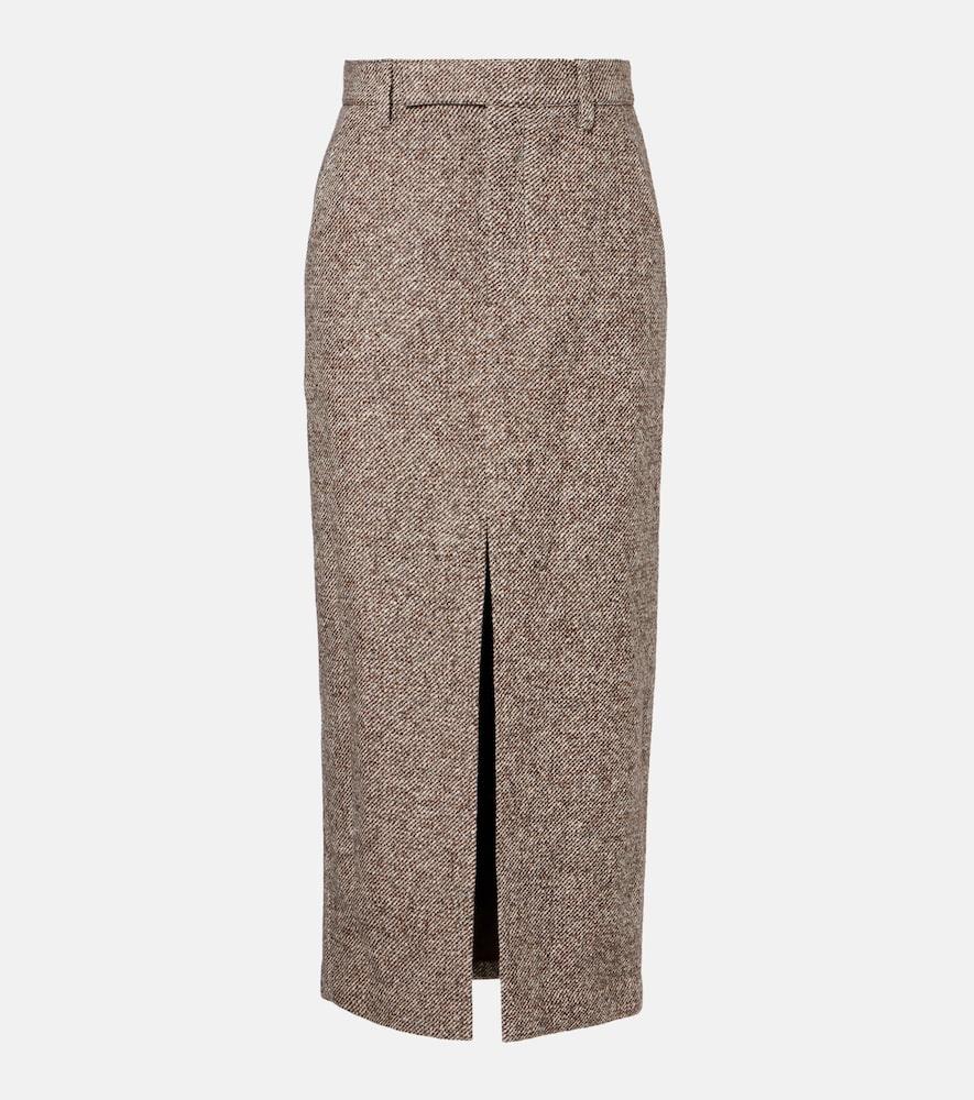 brunello cucinelli wool and silk-blend midi skirt