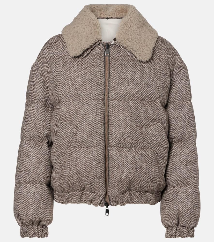 brunello cucinelli wool-blend down jacket