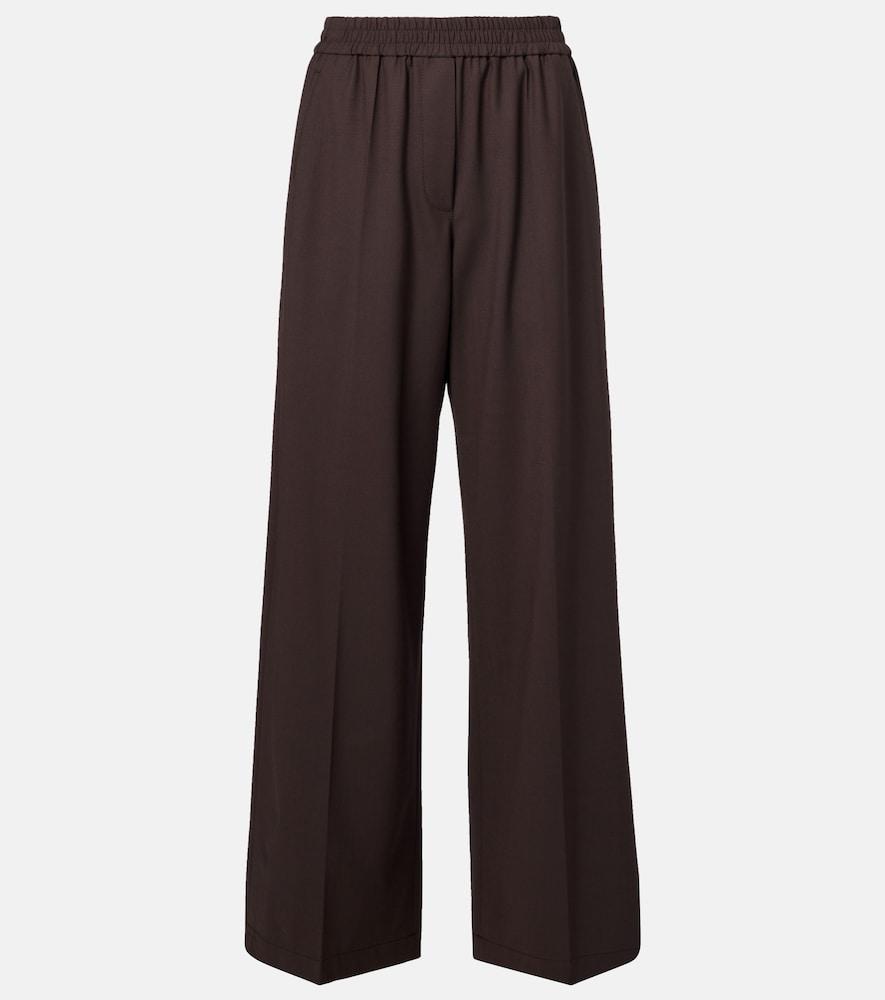 brunello cucinelli wool-blend high-rise wide-leg pants