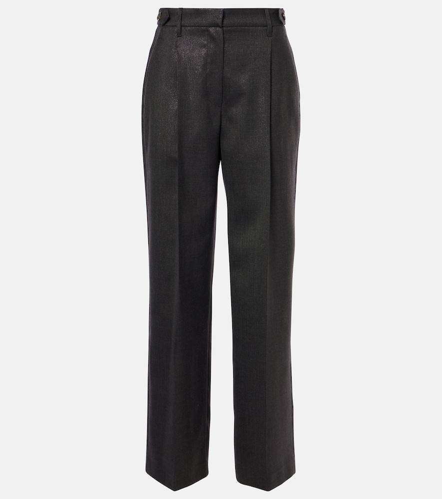 brunello cucinelli wool-blend wide-leg pants