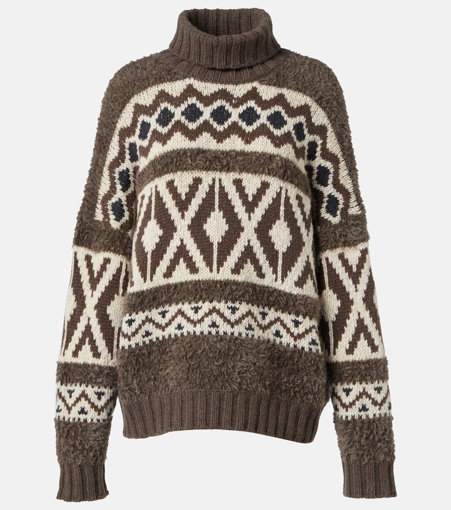 brunello cucinelli wool jacquard turtleneck sweater