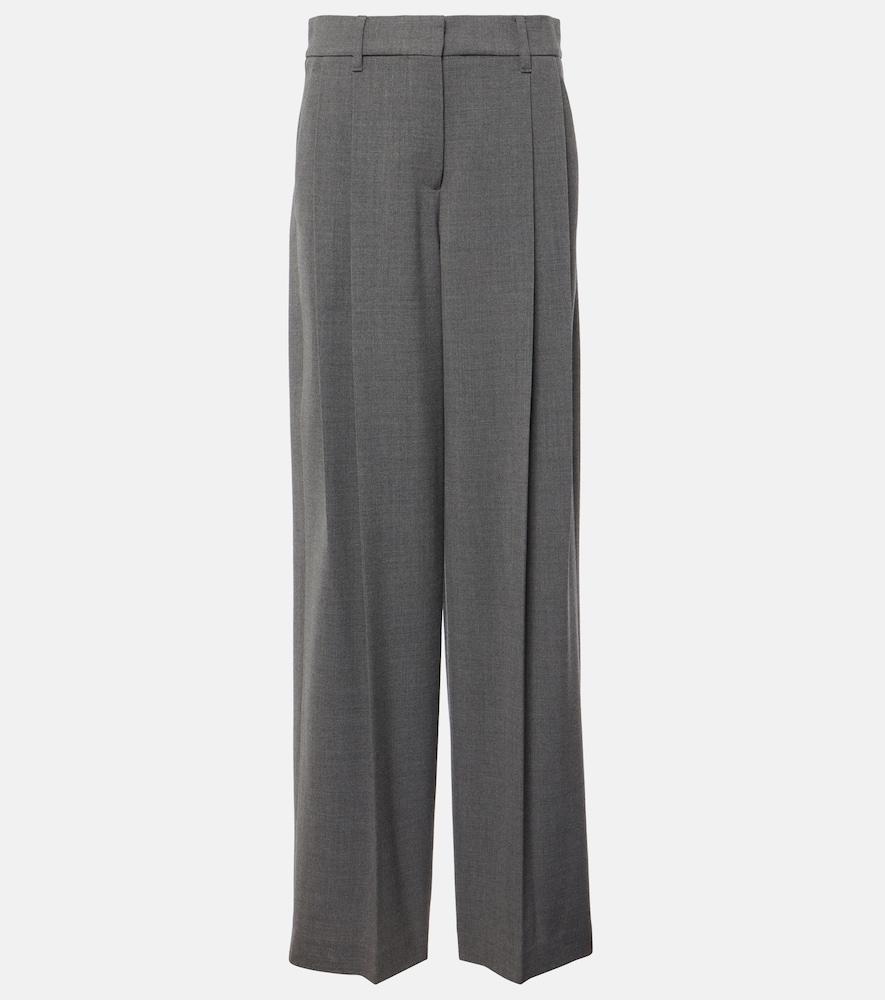brunello cucinelli wool wide-leg pants