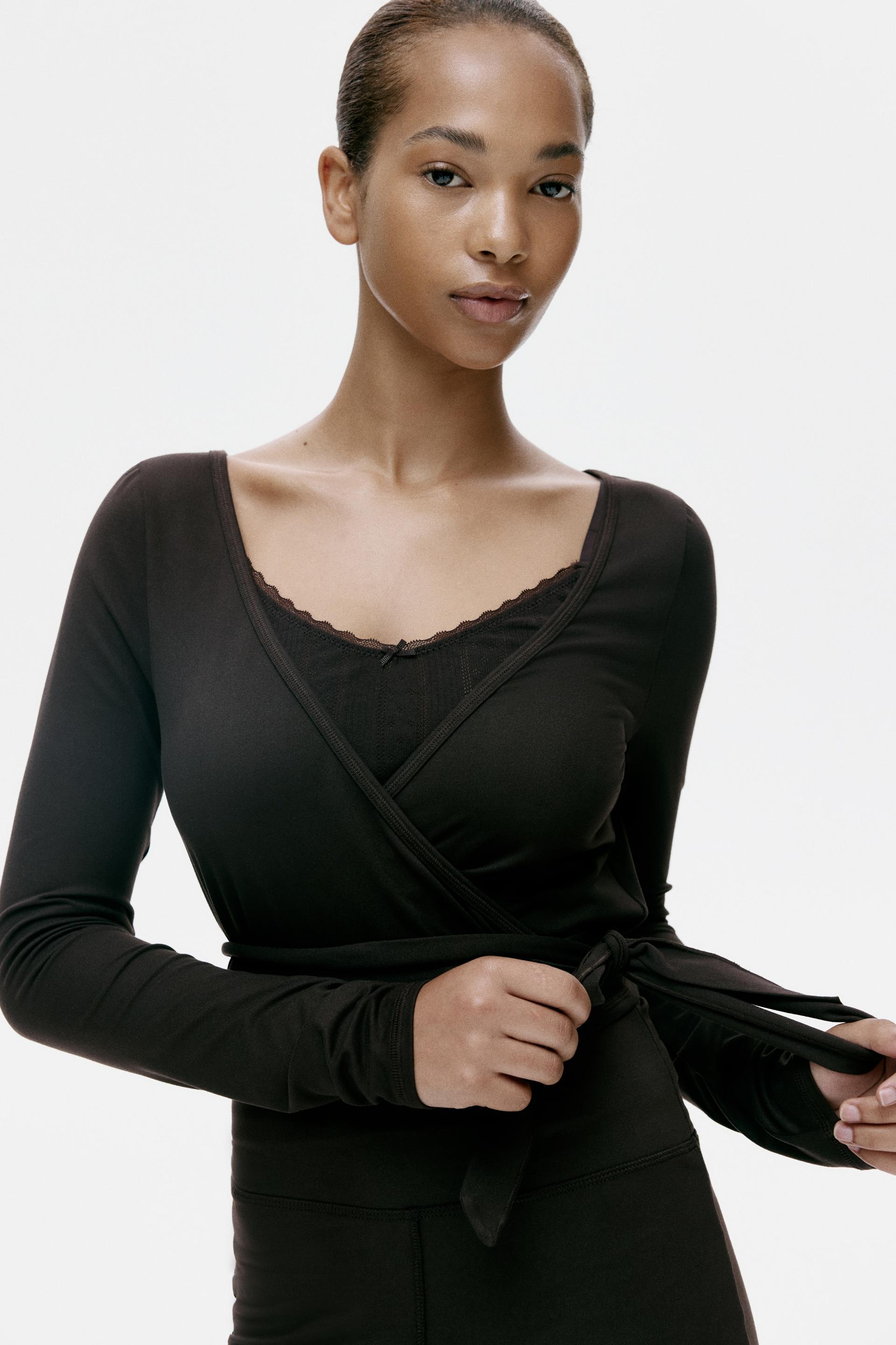 brushed jersey wrap top