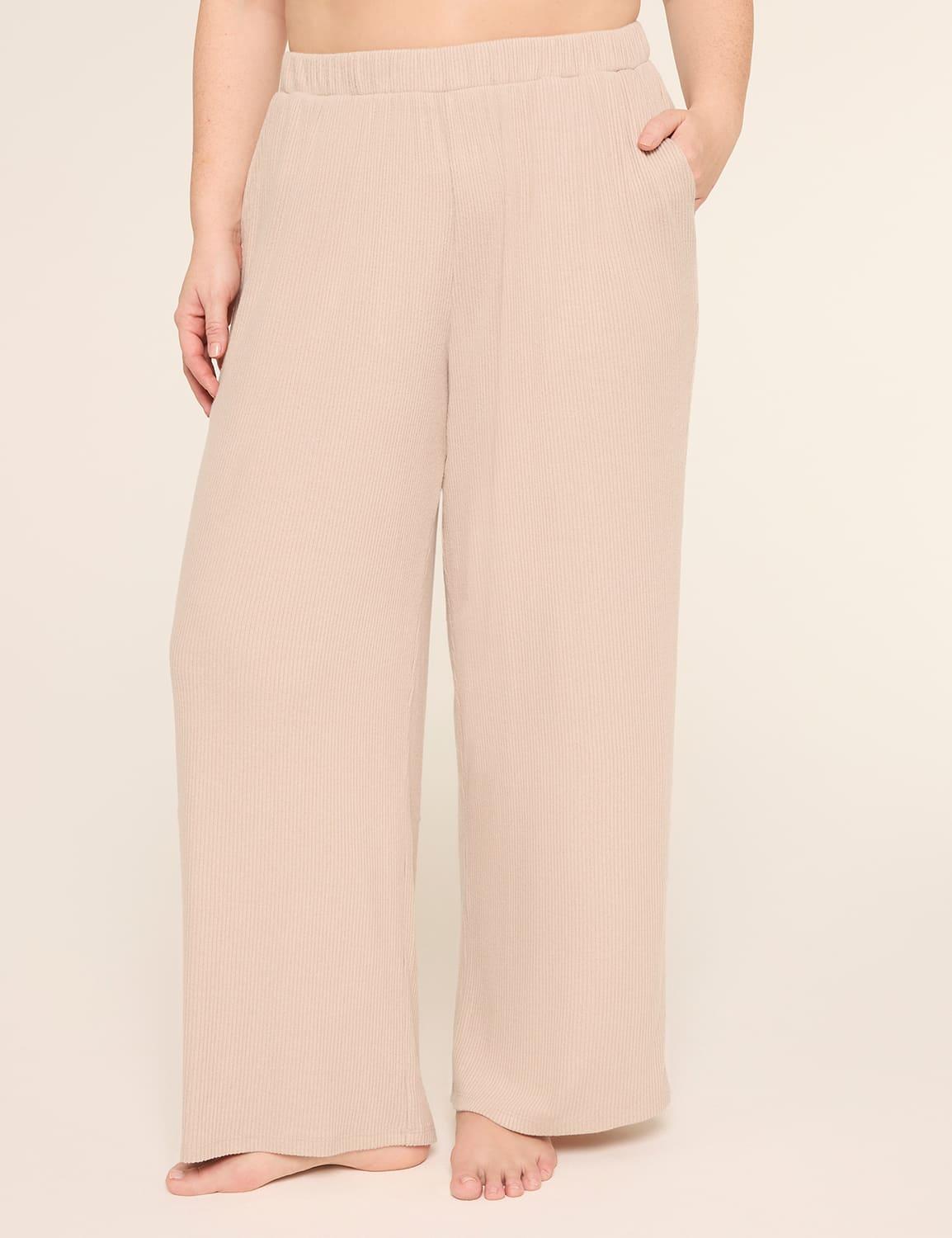 brushed rib wide leg pant
