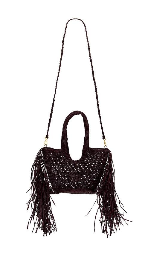 btb los angeles hunter mini fringe tote in chocolate.