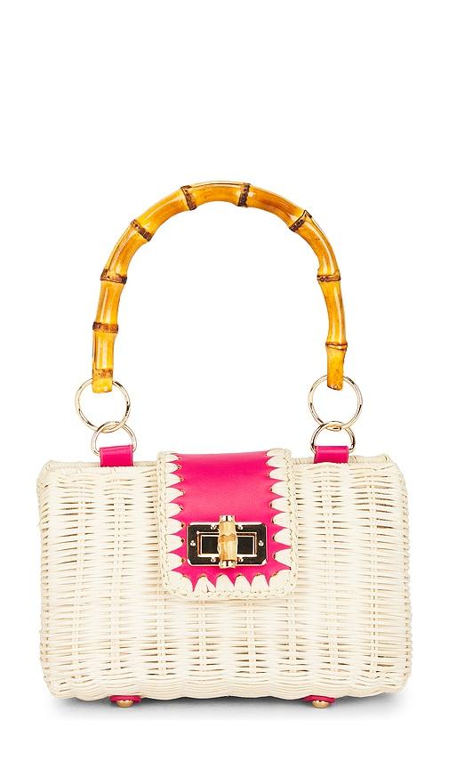 btb los angeles mason bamboo clutch bag in pink.