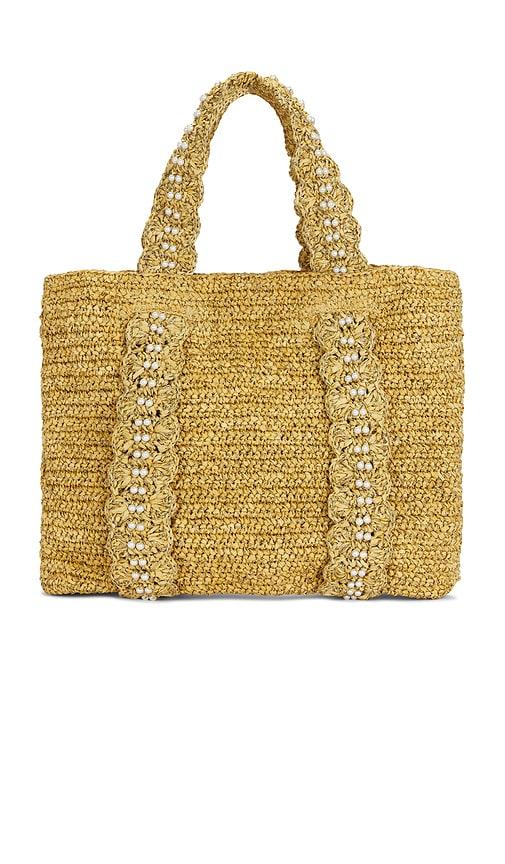 btb los angeles pearl chapeau tote bag in tan.