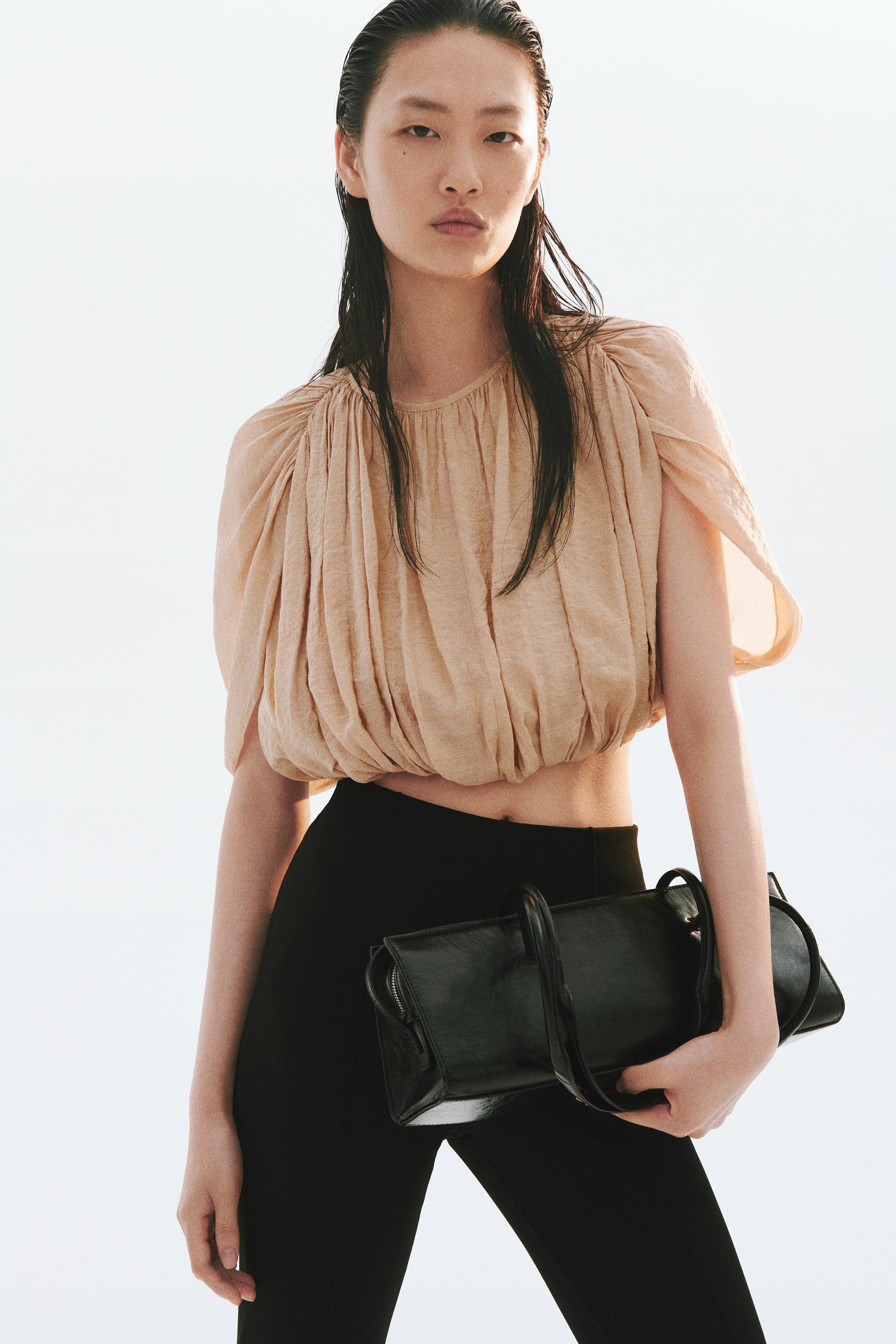 bubble-hem crêpe top