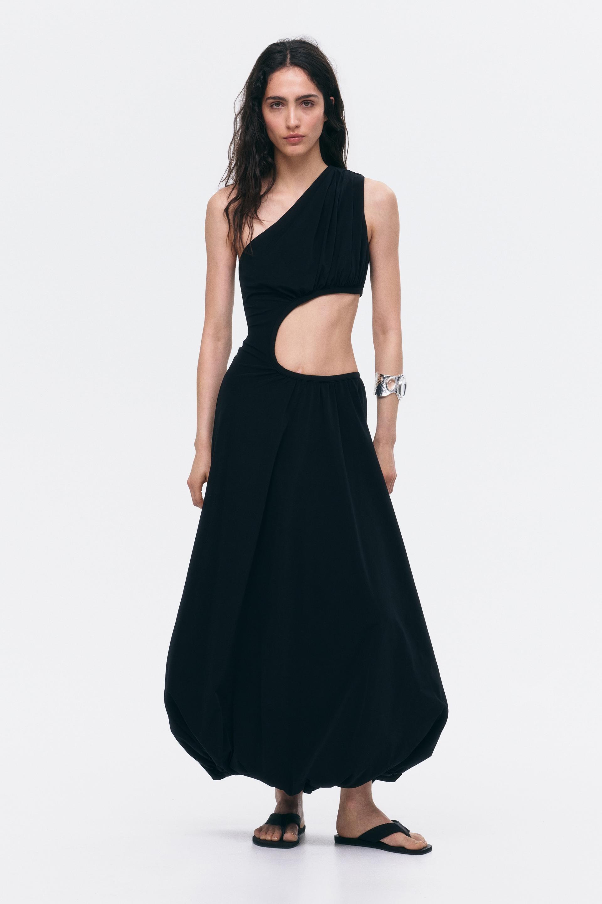 bubble-hem dress with cutout