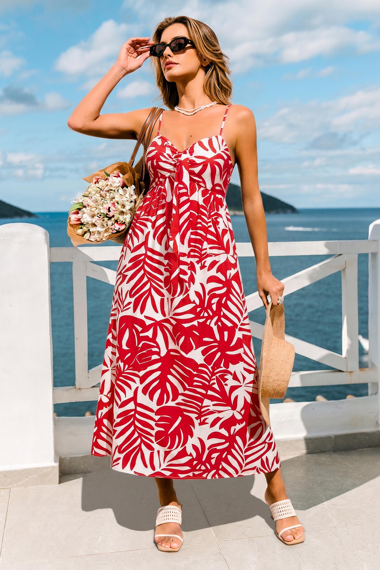 bubbly tropical maxi dress - l
